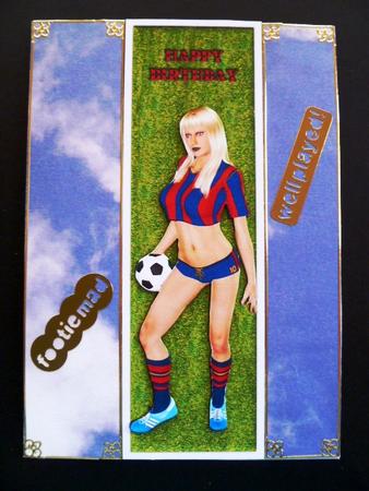 Barcelona Style Football Chick Large Dl Card by Carol Sear