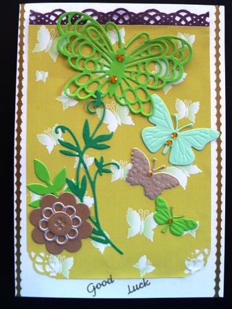 Moon-green-white Butterflies on Banana-yellow by Carol Sear