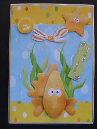 Happy Gold Fish with Gold Star Fish by Carol Sear