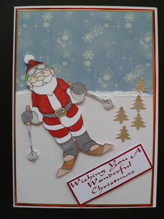 Skiing Santa Doodles Digital Stamp by Carol Sear
