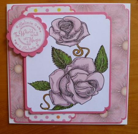 Polka Dot Floral A4 Backing Paper in Pink by Carol Sear