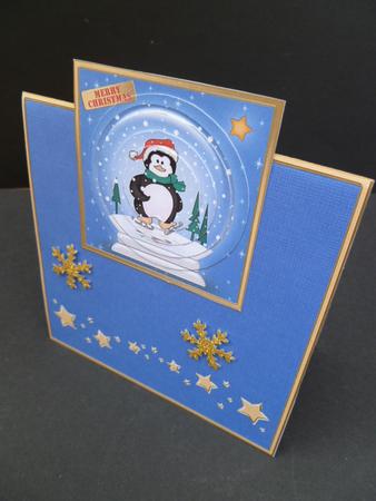 Xmas Penguin Snowglobe No-hole Over the Edge Circle Pyramid by Carol Sear