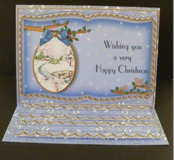 Blue Snowscene Happy Christmas 3D Easel Book Kit by Carol Sear