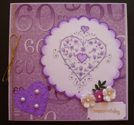 Lilac Metallic 60 Birthday A4 Backing Paper by Carol Sear