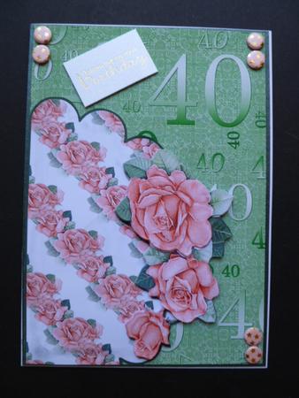 Mint Green Metallic 40th Birthday A4 Backing Paper by Carol Sear