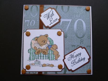 Mint Green Metallic 70th Birthday A4 Backing Paper by Carol Sear