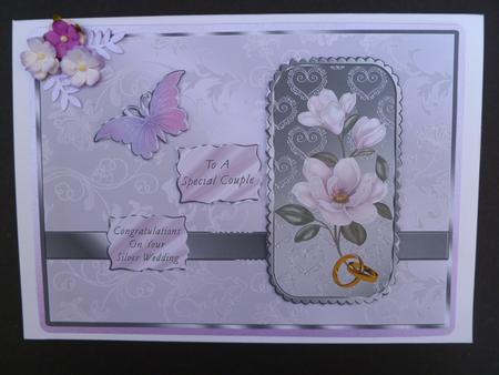 Magnolias & Butterfly Silver Wedding by Carol Sear