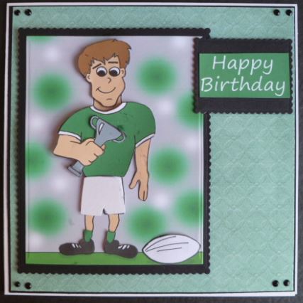 Rugby Dad (green) - Decoupage by Carol Sear