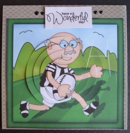 Bert Plays Rugby Circle Pyramage Topper by Carol Sear