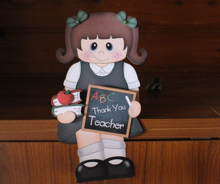 3D On the Shelf Card Kit - Little School Girl Sharlene says Thankyou to her Teacher by Carol Van Der Helm