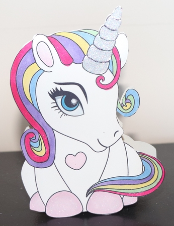 3D Shaped Card Mini Kit - Cute Little Baby Unicorn Rainbow  by Carol Van Der Helm