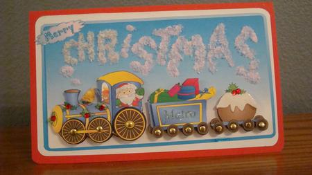 Santa's Train - Decoupaged Card Front by Carol Wilshire