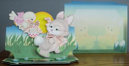 Cute Easter Easel Card with Rabbit by Carol Wilshire