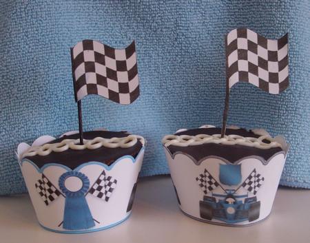 2 x Grand Prix Motor Racing Cup Cake Wrappers Featured Gallery Photo