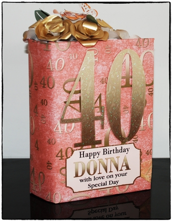 Peach and Gold 40th Birthday A4 Backing Paper by Carole Keeble