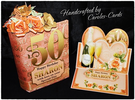 Peach and Gold 40th Birthday A4 Backing Paper by Carole Keeble