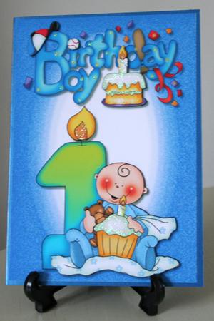Baby Boys 1st Birthday Quick Card by Carole Keeble