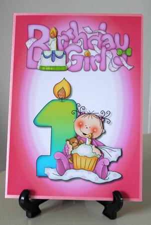 Girls 1st Birthday Quick Card by Carole Keeble