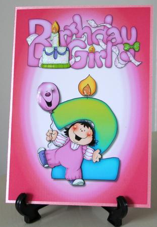 Girls 2nd Birthday Quick Card by Carole Keeble