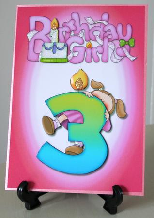 Girls 3rd Birthday Quick Card by Carole Keeble