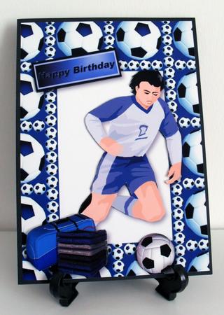 Footballer in Blue! A4 by Carole Keeble