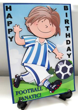 Mini Dude Footballer Blue A4 by Carole Keeble