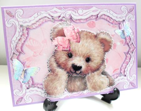 Lovely Brown Bear with Pink Bow by Carole Keeble