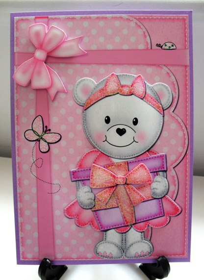 Teddy Tess's Present A4 Card Topper by Carole Keeble