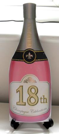 Large Dl 18th Champagne Bottle Shaped Card by Carole Keeble