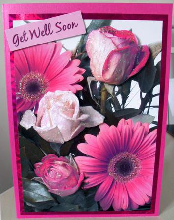 Pink Bouquet Card Front. Sh0028a by Carole Keeble