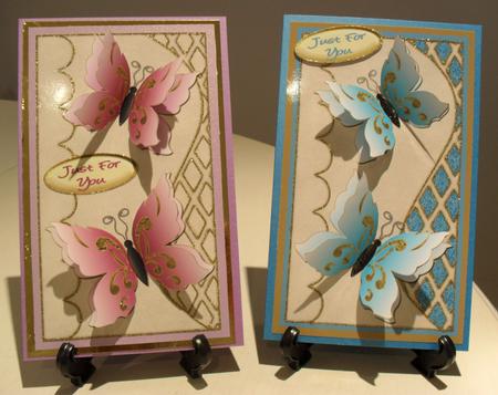Butterflies on Wavy Layer & Trellis Background 5 by Carole Keeble