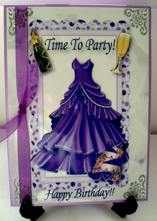 Time to Party! Dress in Purple, Cake & Champers A4 by Carole Keeble