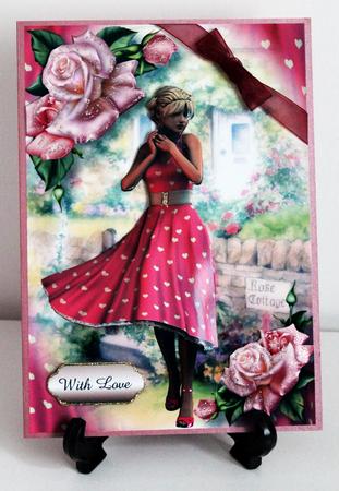 Pink Hearts Dress & Pretty Pink Roses by Carole Keeble