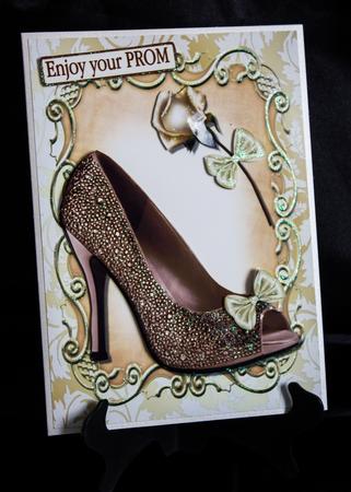 Lovely Brown Shoe with Cream Bow A4 by Carole Keeble