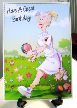 Bowls Lady Blonde Hair A4 by Carole Keeble