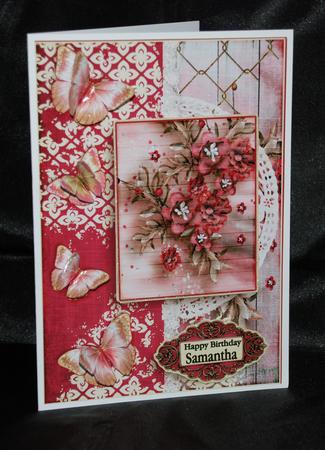 Cardtopper with Matching Envelope Red Flower 636 by Carole Keeble