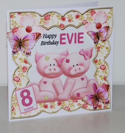 Pigs in Love 6x6 Card with Decoupage by Carole Keeble