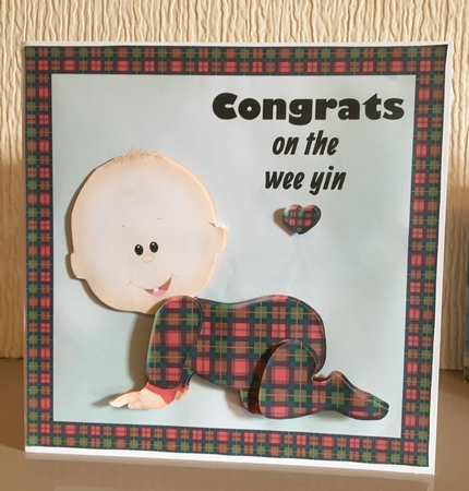 Congrats on the wee yin - scottish tartan effect new baby mini kit (without bow) by Carole McGregor