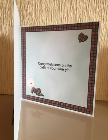 Congrats on the wee yin - scottish tartan effect new baby mini kit (without bow) by Carole McGregor