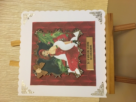 Art Deco female Christmas card topper for 6x6 card by Carole McGregor
