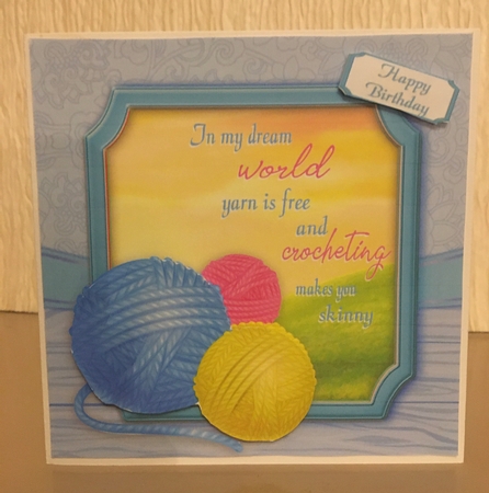 In my dream world  ...... Crocheting humour 8x8 by Carole McGregor