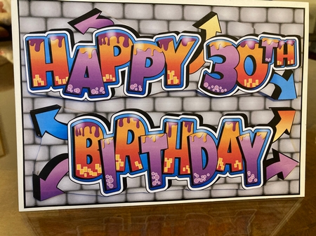 Graffiti 30th BIRTHDAY landscape by Carole McGregor