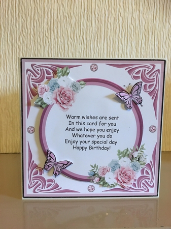 Floral Frame and butterflies purple by Carole McGregor