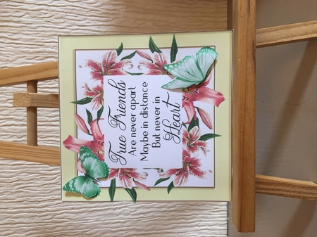 True friend verse! in pretty pink lily frame with butterflies 8x8 by Carole McGregor