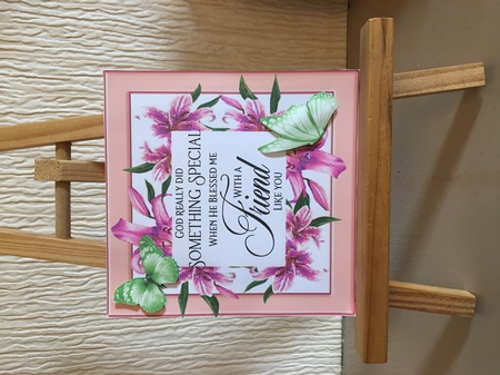 Blessed friend verse! in pretty pink/peach lily frame with butterflies 8x8 by Carole McGregor