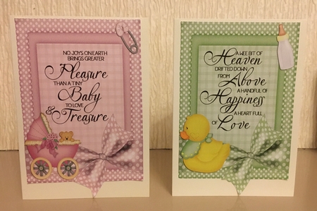 Green & lavender baby toppers by Carole McGregor