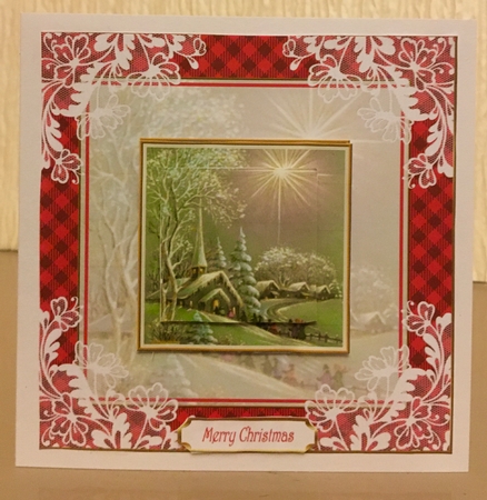 White Christmas 7x7ins Vintage Lace Filigree Topper 4 by Carole McGregor