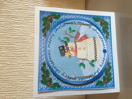 3 Merry Christmas snowman card front/toppers 1 by Carole McGregor