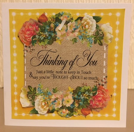 3 Yellow floral thinking of you card fronts/toppers by Carole McGregor