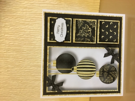 Gold Foil Baubles - Black 8x8 by Carole McGregor